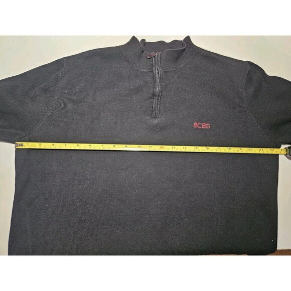 Vintage BCBG Maxazria 1/4 Zip Black Sweater 100% Cotton Cropped Sweater XL - Picture 6 of 10